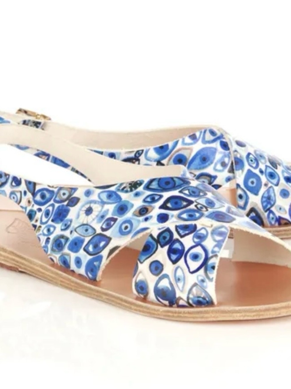 Ancient Greek evil eye Blue Patterned Women's Slingback Sandals